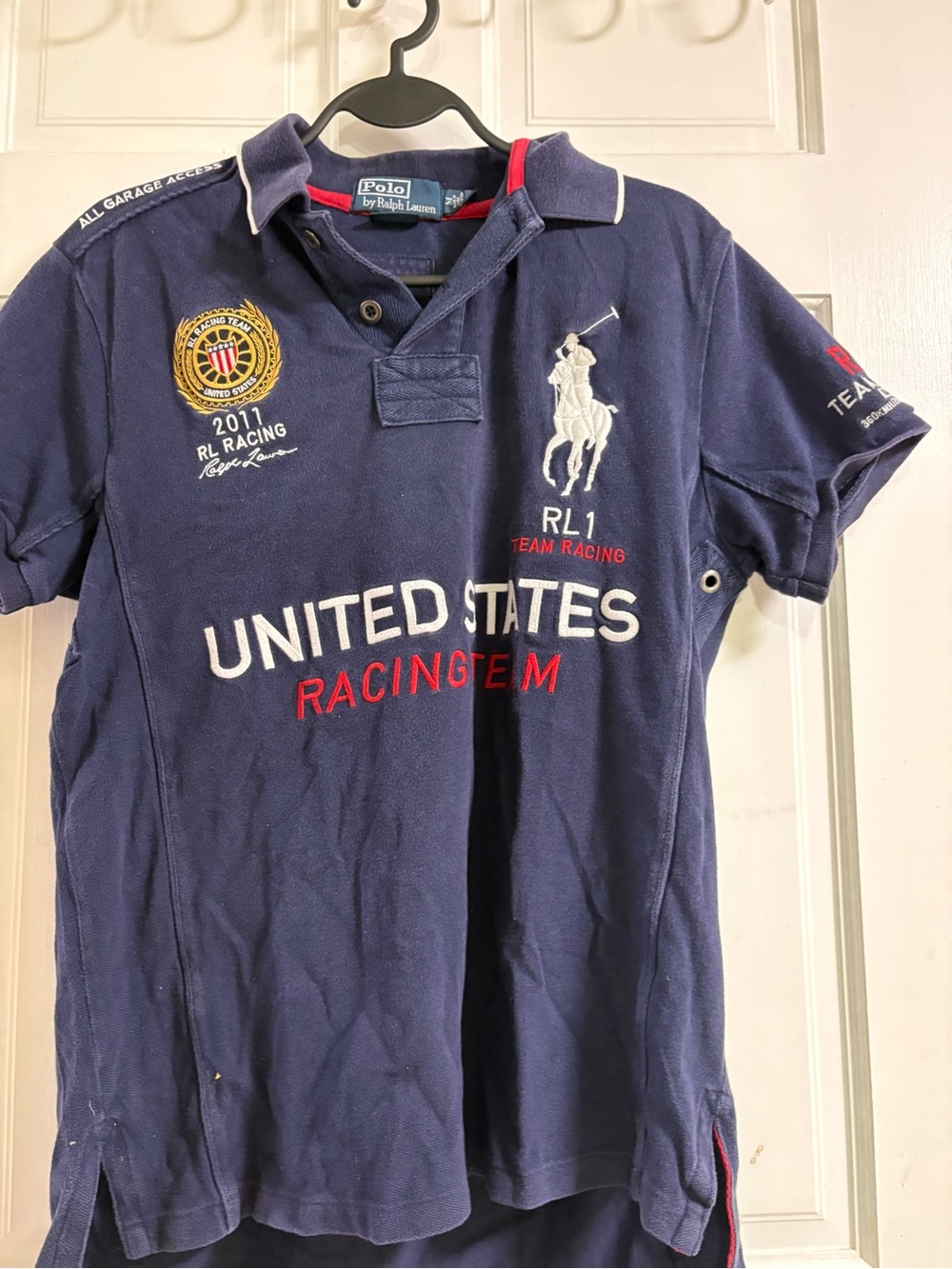 Ralph Lauren Navy Polo with White Pony & Red Accents
